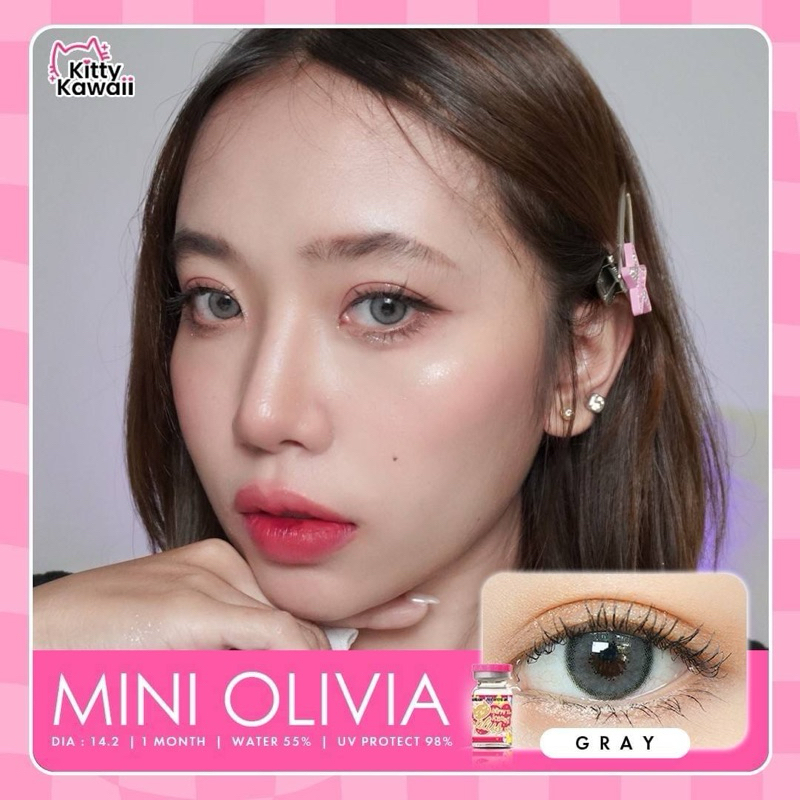 (0.00-6.00)Kitty Kawaii Mini Olivia Brown/Light Brown/Gray คอนเทคเลนส์ มินิ