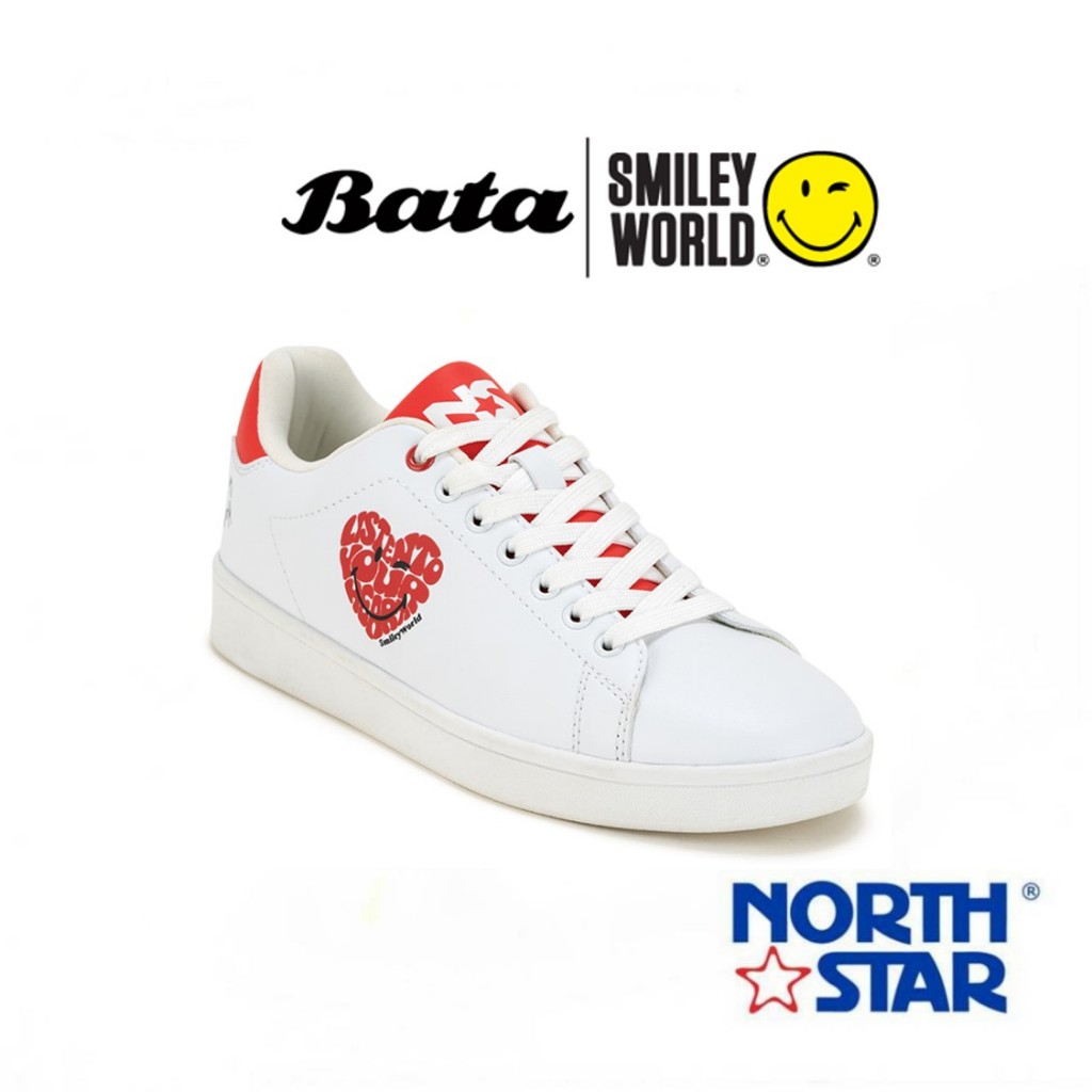 Bata บาจา by North Star SMILEY รองเท้าผ้าใบแบบผูกเชือก ดีไซน์เก๋ น่ารักสดใส  สำหรับผู้หญิง สีขาว รหัส 5311581