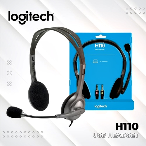 💥SALE ลดพิเศษ💥⚡️หูฟังสเตอริโอ⚡️Logitech H110 Wired Stereo Headset with Dual 3.5mm Plugs