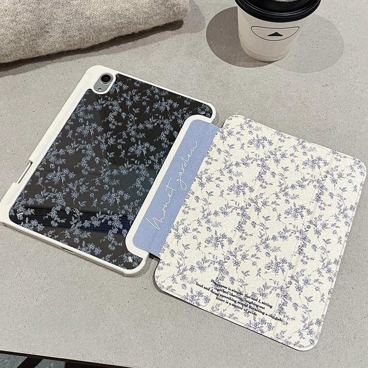 🔥พร้อมส่ง🔥เคสไอแพด cute Air6/7 11 13 Gen11 Mirror Blue Floral ช่องใส่ปากกาขวา Acrylic เคสiPad Gen10