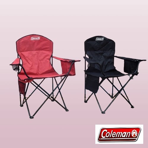 Coleman Cooler Quad Chair with Built-in 4 Can Cooler เก้าอี้แคมป์ใหญ่ มีที่ใส่ขวดน้ำเก็บความเย็น ที่เก็บของด้านข้าง