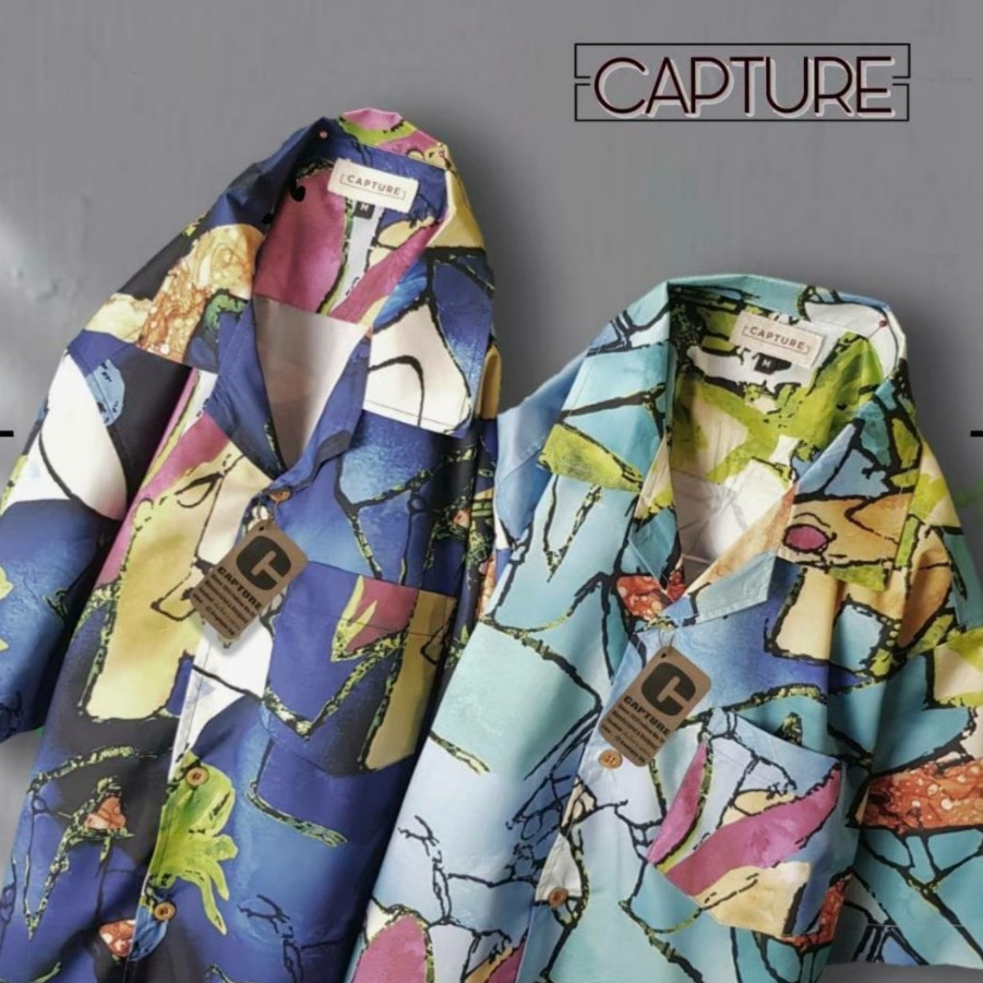 เสื้อฮาวาย ผ้าไหมอิตาลี ผ้าลื่นพริ้ว ลายกราฟฟิก Hawaii shirt Men shirt CAPTURE BRAND