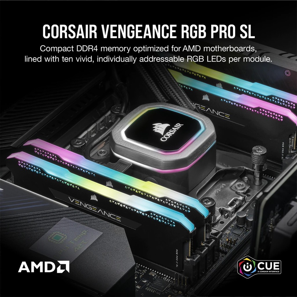 32GB (16GBx2) DDR4/3200 RAM PC (แรมพีซี) CORSAIR VENGEANCE RGB PRO SL (BLACK)(CMH32GX4M2E3200C16) CL16 ประกันตลอดการใช้