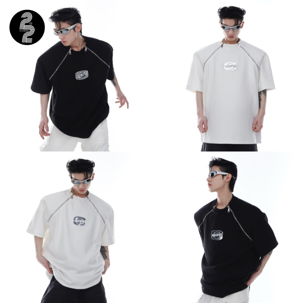 KR1091 "X Silver Korean Shirt" เสื้อยืดเกาหลีสไตล์ซิบดีเทลดีมากกก โครตสวยโครตพรีเมี่ยมสายเกาหลีห้ามพลาด