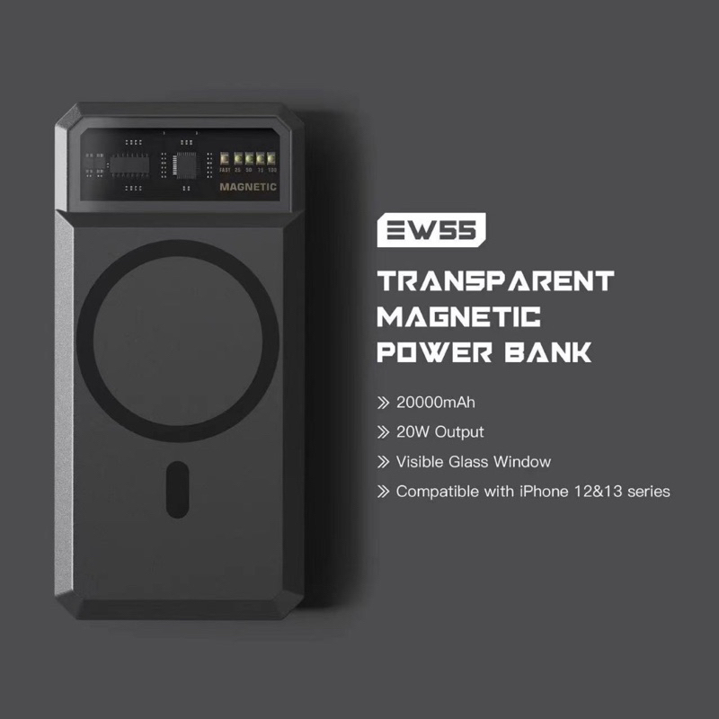 แบตสำรองไร้สาย Orsen EW55 By eloop 20,000 mAh 20W สินค้าแท้100% MAGNETIC WIRELESSPOWER BANK พร้อมส่ง