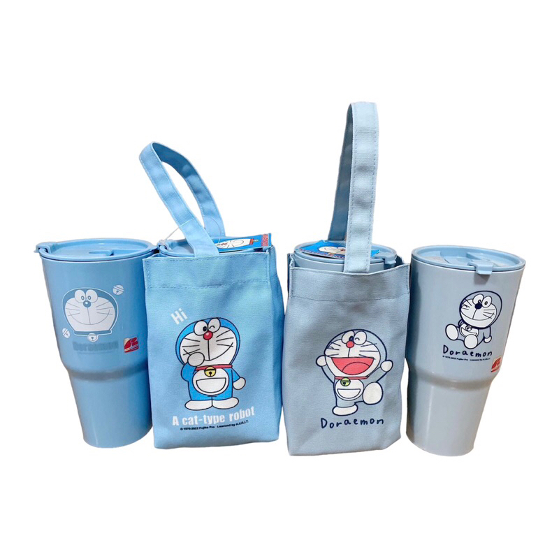 แก้วน้ำพร้อมกระเป๋าใส่แก้วลายโดเรม่อน