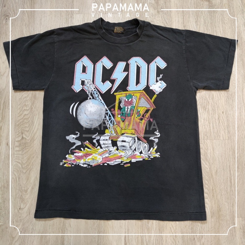 [ ACDC ] Ballbreaker BIO washed ฟอกไบโอ นุ่มมาก เสื้อทัวร์ วงร๊อค โปรโมทซิงเกิ้ล papamama vintage shirt