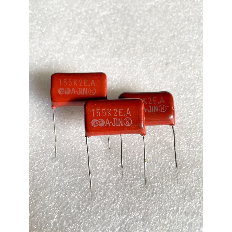 (แพ็ค1ตัว) C 1.5UF 250V 155K A-Jin 1500NFไมล่าญี่ปุ่น ของเกรดอย่างดี ขา28มิล คาปาซิเตอร์ ตัวเก็บประจุไฟฟ้า C1.5UF250V C
