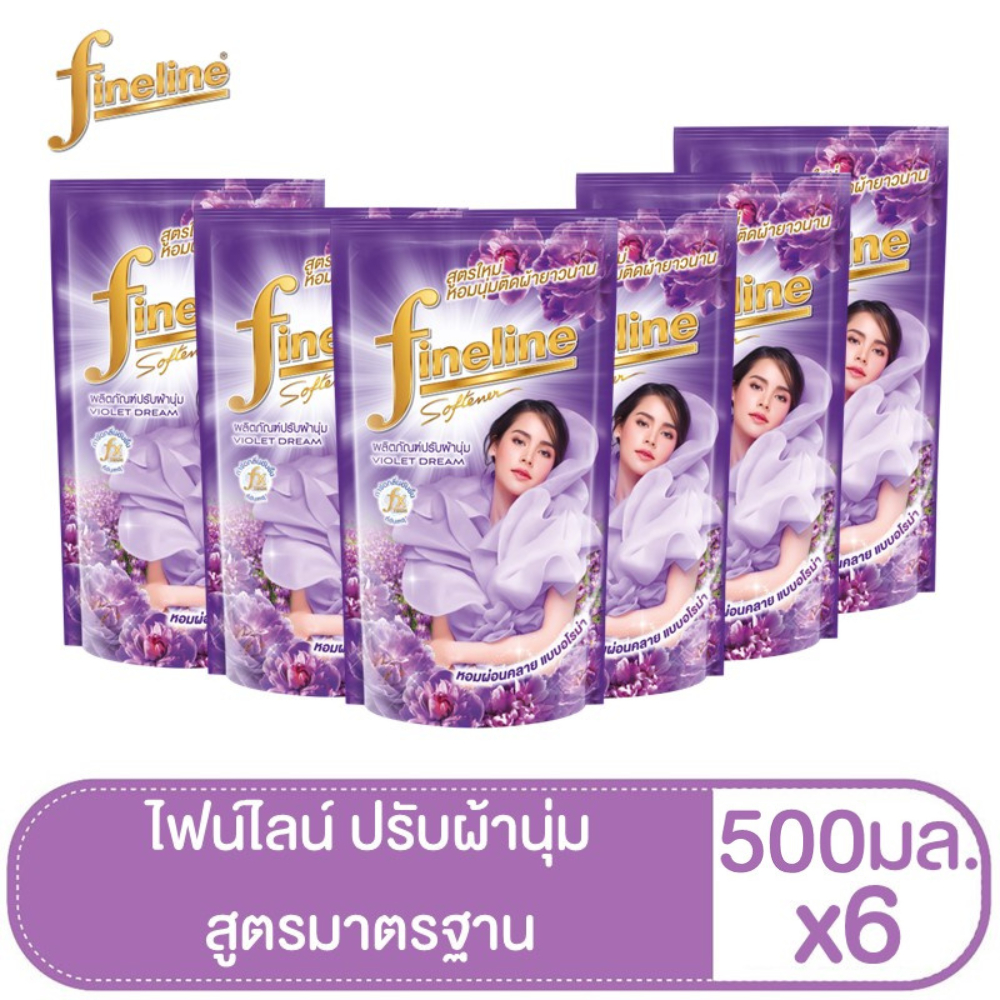 Fineline ไฟน์ไลน์ ผลิตภัณฑ์ปรับผ้านุ่ม ชนิดเติม 500มล. 6 ชิ้น (อโรมาติค ฟลอรัล)
