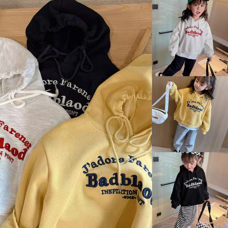 Luluเสื้อกันหนาวเด็ก(2-12ขวบ)สกรีนลาย Badblaod สไตล์เกาหลี เนื้อผ้าผ้าหนานุ่ม หญิงชายใส่ได้ BD-111