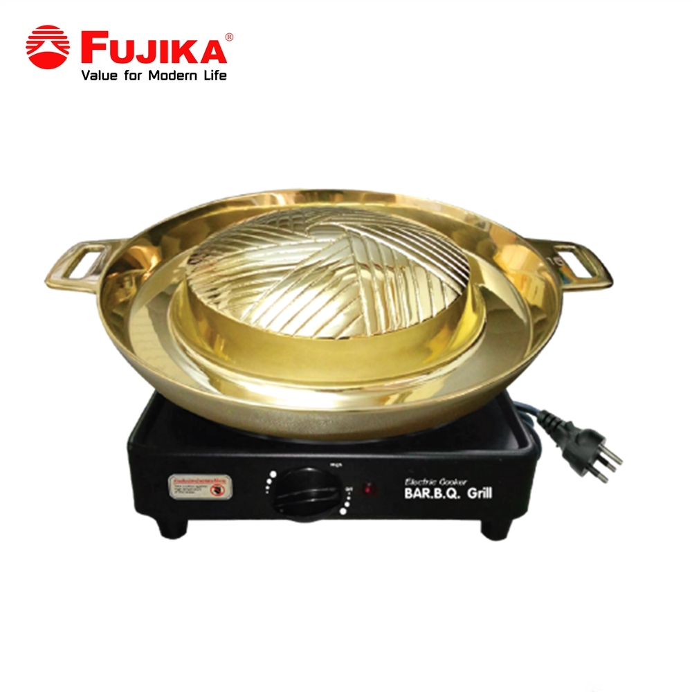 FUJIKA เตาบาร์บีคิวไฟฟ้า รุ่น FB-115BK (1150W) พร้อมกระทะทองเหลือง เตาบาร์บีคิว เตาปิ้งย่าง กระทะทอง