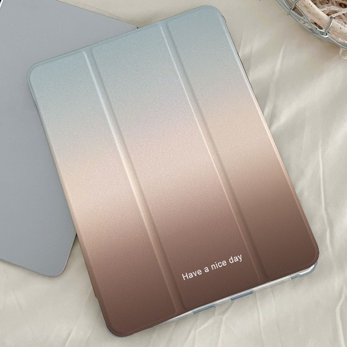 จัดส่งทันที case iPad Pro11 2024 Air6 gen9 air5 การไล่ระดับสีกาแฟ พร้อมช่องใส่ปากกา เคส iPad mini7