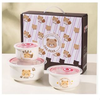 เข้าไมโครเวฟได้ ชาม ชามกระเบื้องเซรามิก ชุดเซ็ทพร้อมฝาปิด