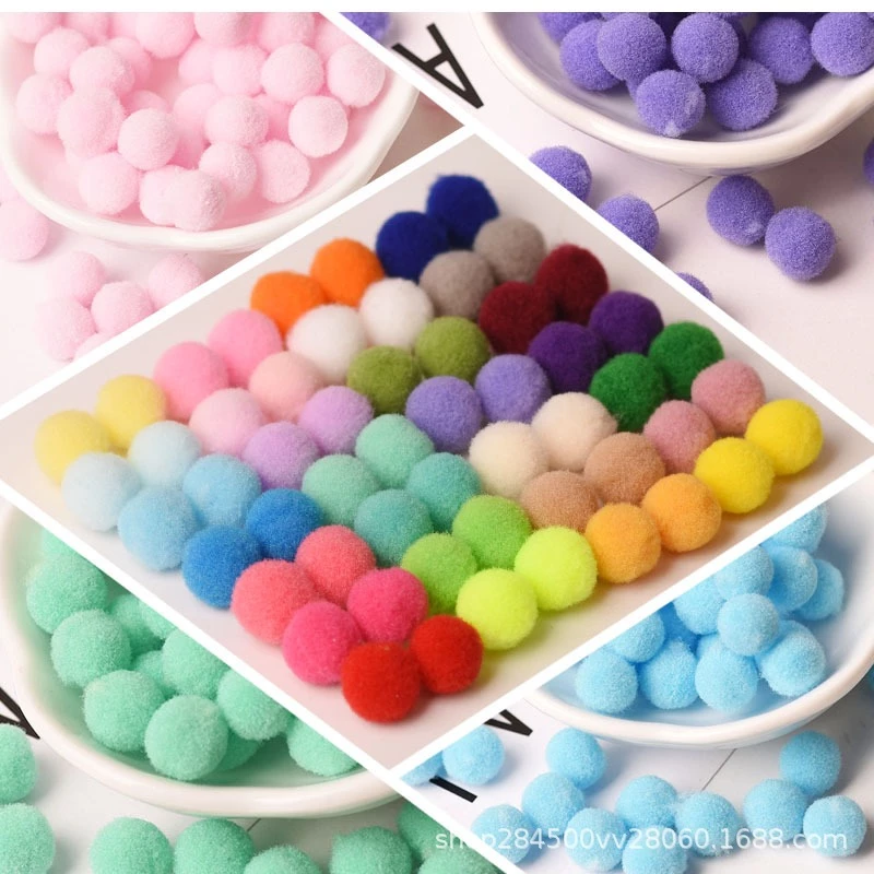 พร้อมส่ง ปอมปอม 50 ชิ้น ปอมปอมตกแต่ง เนื้อกำมะหยี่ DIY สีพาสเทล คละสี ขนาด 1 / 1.3 / 2.4 / 2.7 cm ขนฟู หลากสี