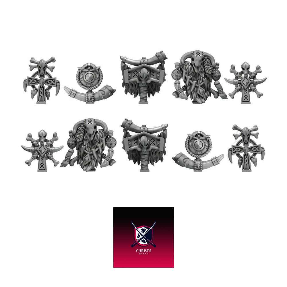 Grimdark scifi miniatures parts - Backpacks - Primal Hounds Decorations Destroyers (x10)