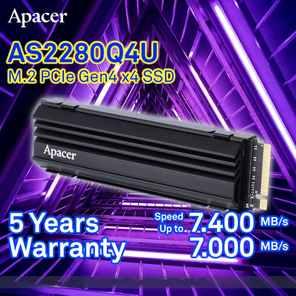 **แบบมีซิ้ง** 1 TB (เอสเอสดี) APACER AS2280Q4U SSD M.2 PCIe 4.0 NVMe Up to 7,300 MB/s (AP1TBAS2280Q4U-1)