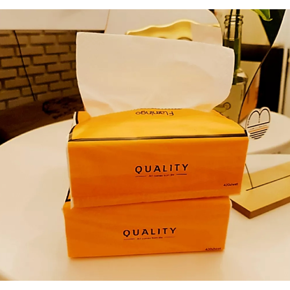 🌱 [ยกลัง(ส้มเล็ก)X20ห่อ] ทิชชู่ Facial / Flamingo กระดาษทิชชู่ 420แผ่น/ห่อ (สีส้ม) /1959 🌱 - รูปที่ 4