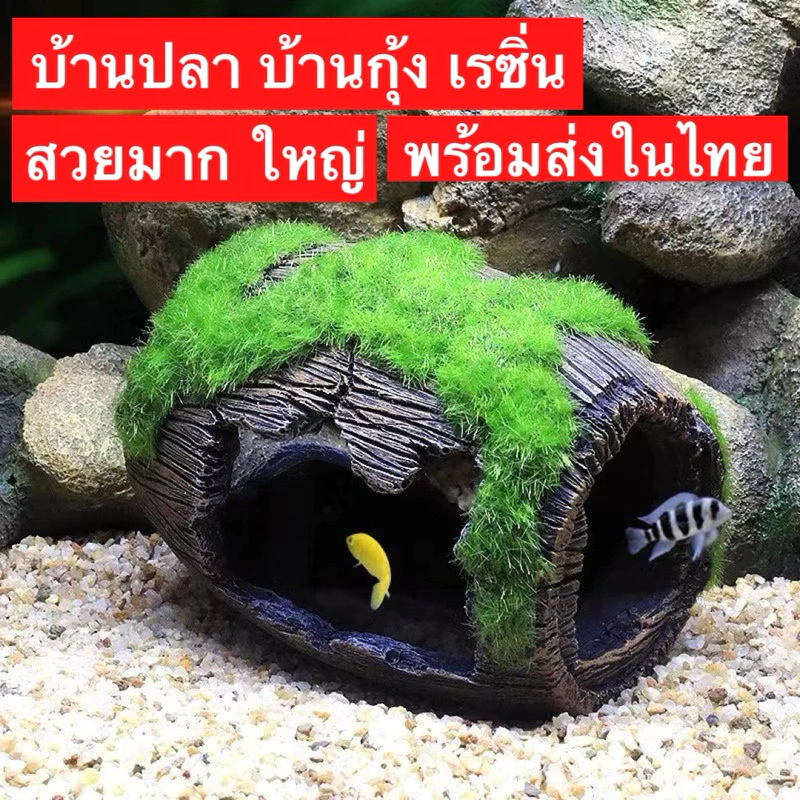 หิน ตกแต่งตู้ปลา บ้านปลา บ้านกุ้ง วัสดุเรซินหนา พร้อมส่ง จัดส่งไว