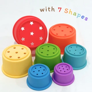 BabyMeal ของเล่นตัวต่อซิลิโคน 7 ชั้น Food Grade Silicone | Silicone Stacking Cup BPA FREE