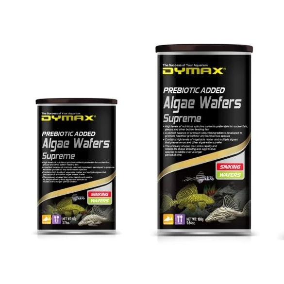 อาหารปลาซักเกอร์ ผสมพรีไบโอติก แบบเวเฟอร์จม Dymax Algae Wafers Supreme แอลจี เวเฟอร์ สุพรีม