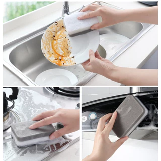 ฟองน้ำ 3 ชั้น​ ฟองน้ำล้างจาน สำหรับล้างจาน​ แก้ว ขัดหม้อ​ กระทะ ไม่ทำลายเคลือบผิว 1 ชิ้น 181F