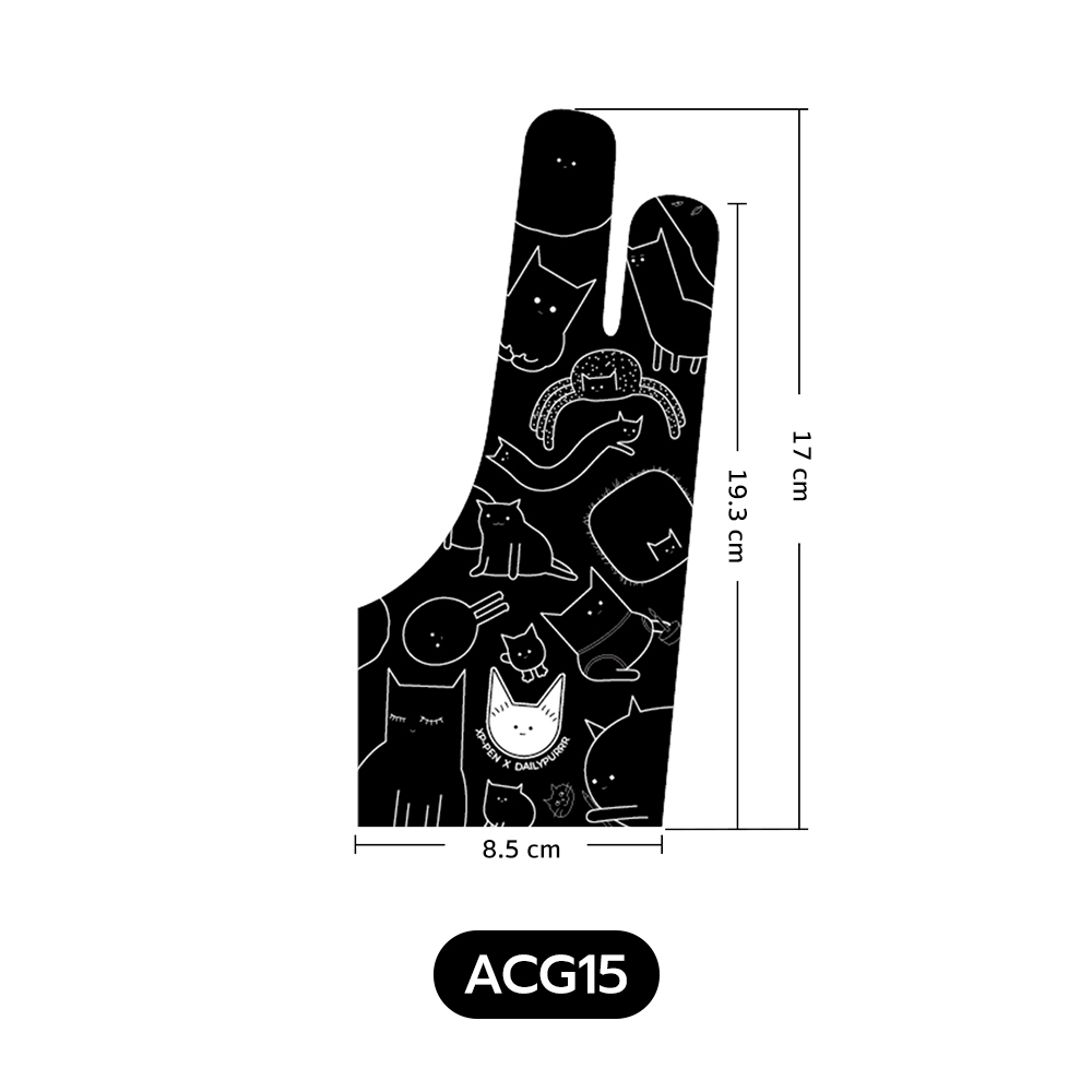 XPPen ACG15 ถุงมือวาดรูป SE ลายแมว (Free Size) ป้องกันการเสียดสีกับแผ่นวาด ใช้งานได้ทั้งมือซ้าย-ขวา