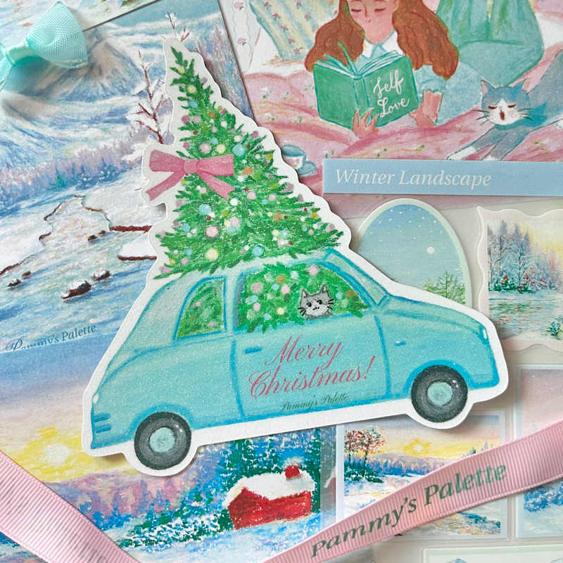 Christmas Kitten Card การ์ดคริสต์มาส กลิตเตอร์|Pammy's Palette
