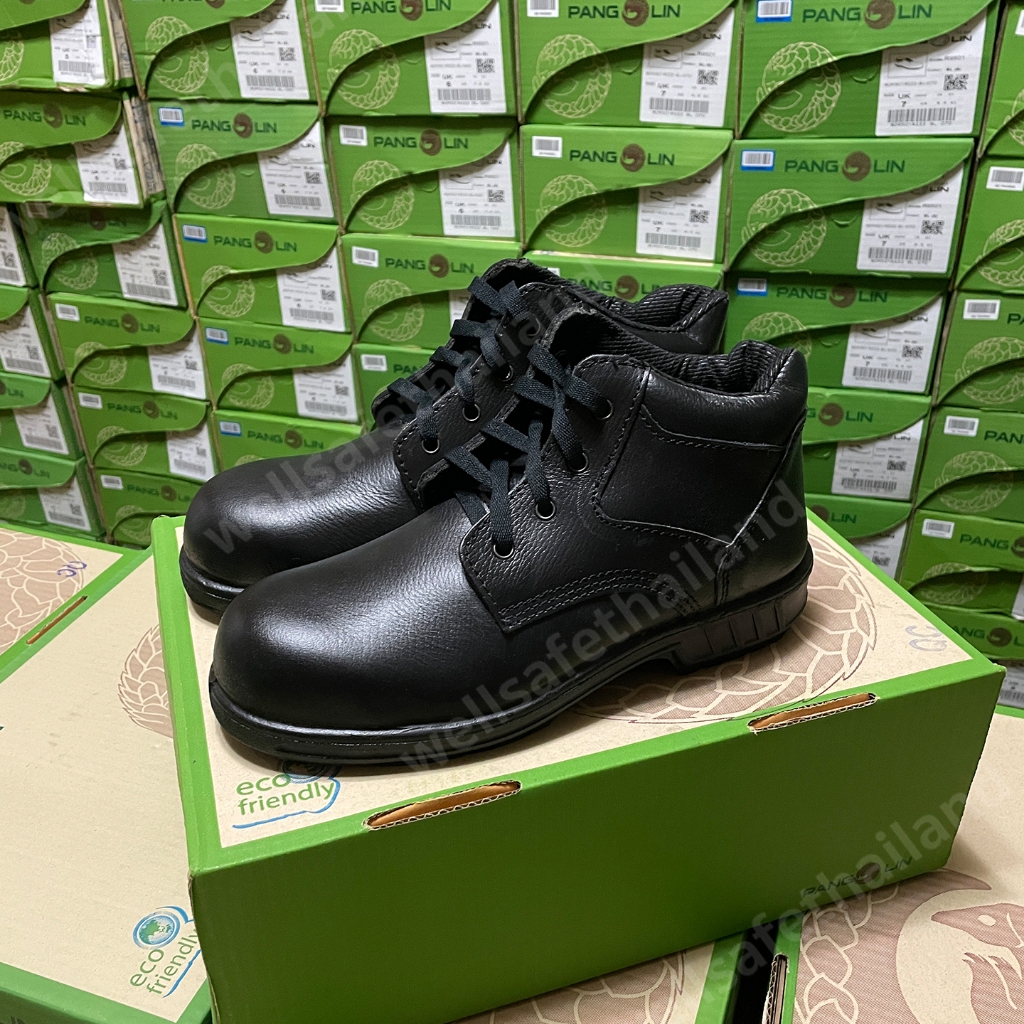 [เก็บโค้ด ลด 30%] PANGOLIN รองเท้าเซฟตี้  รุ่น 9504R สีดำ แพนโกลิน หัวเหล็กกันกระแทก รองเท้านิรภัย