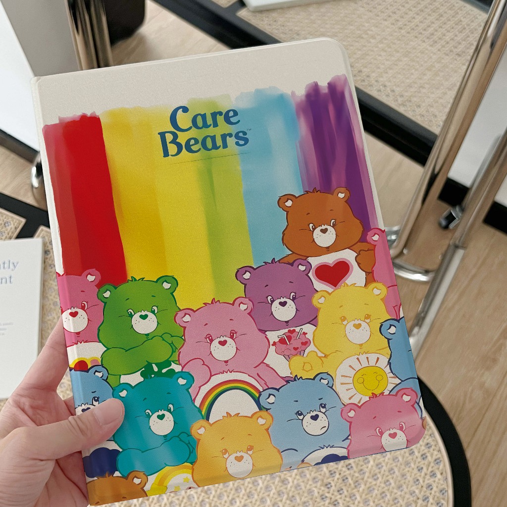 24 ชั่วโมง เคส ipad CARE BEARS PRO11 2024 วัสดุพีซี Air5 Gen9 Air4 รุ้ง คช่องใส่ปากกาด้านขวา เคสป้องกัน Gen8 Air6