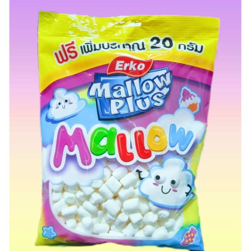 มาร์ชเมลโล่ เม็ดกลางสีขาวล้วน เมลโล่พลัส มาใหม่ 170g.marshmellow plus