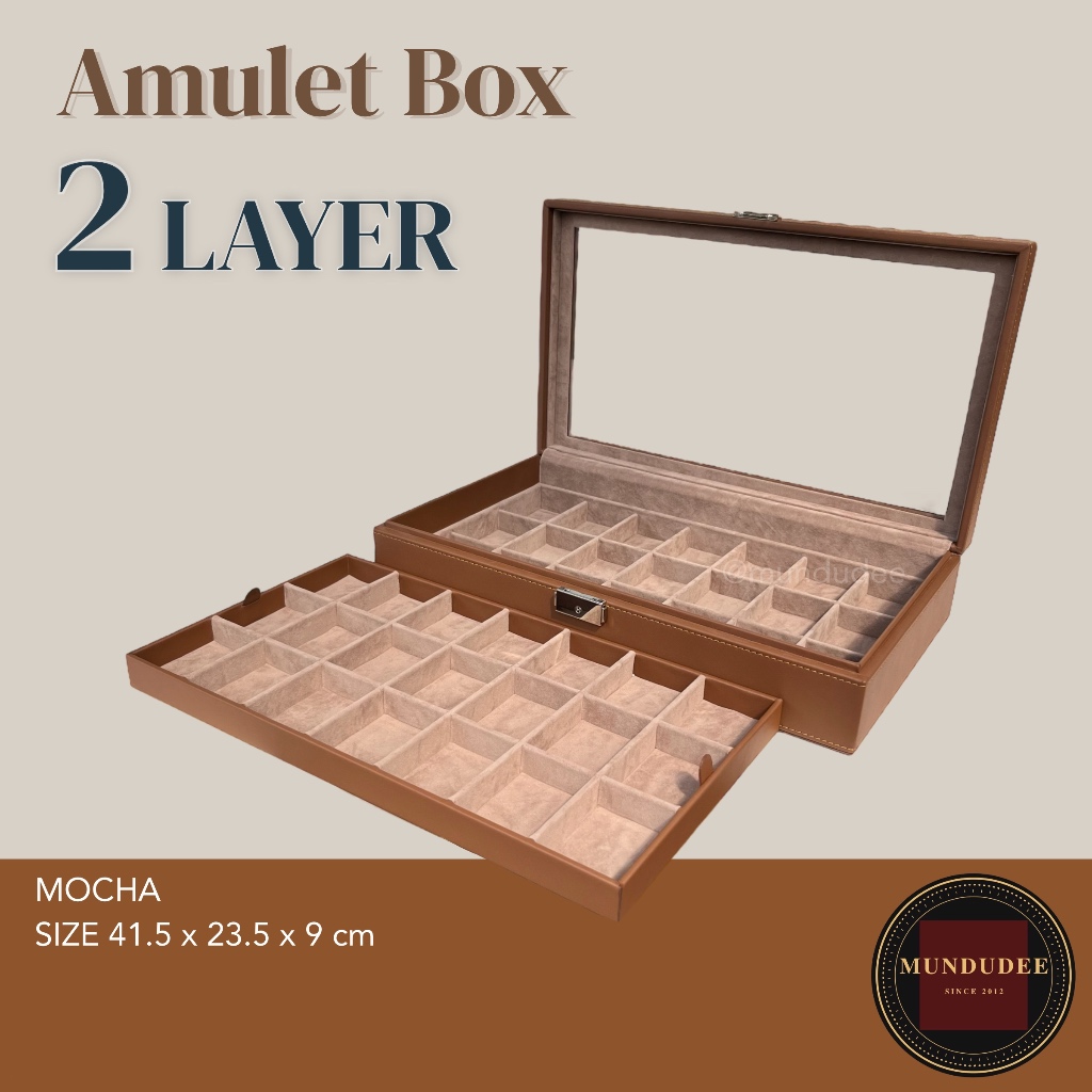 กล่องใส่ทอง/ใส่พระ 2 ชั้น 42 ช่อง Leather Gold Box, Amulet Box