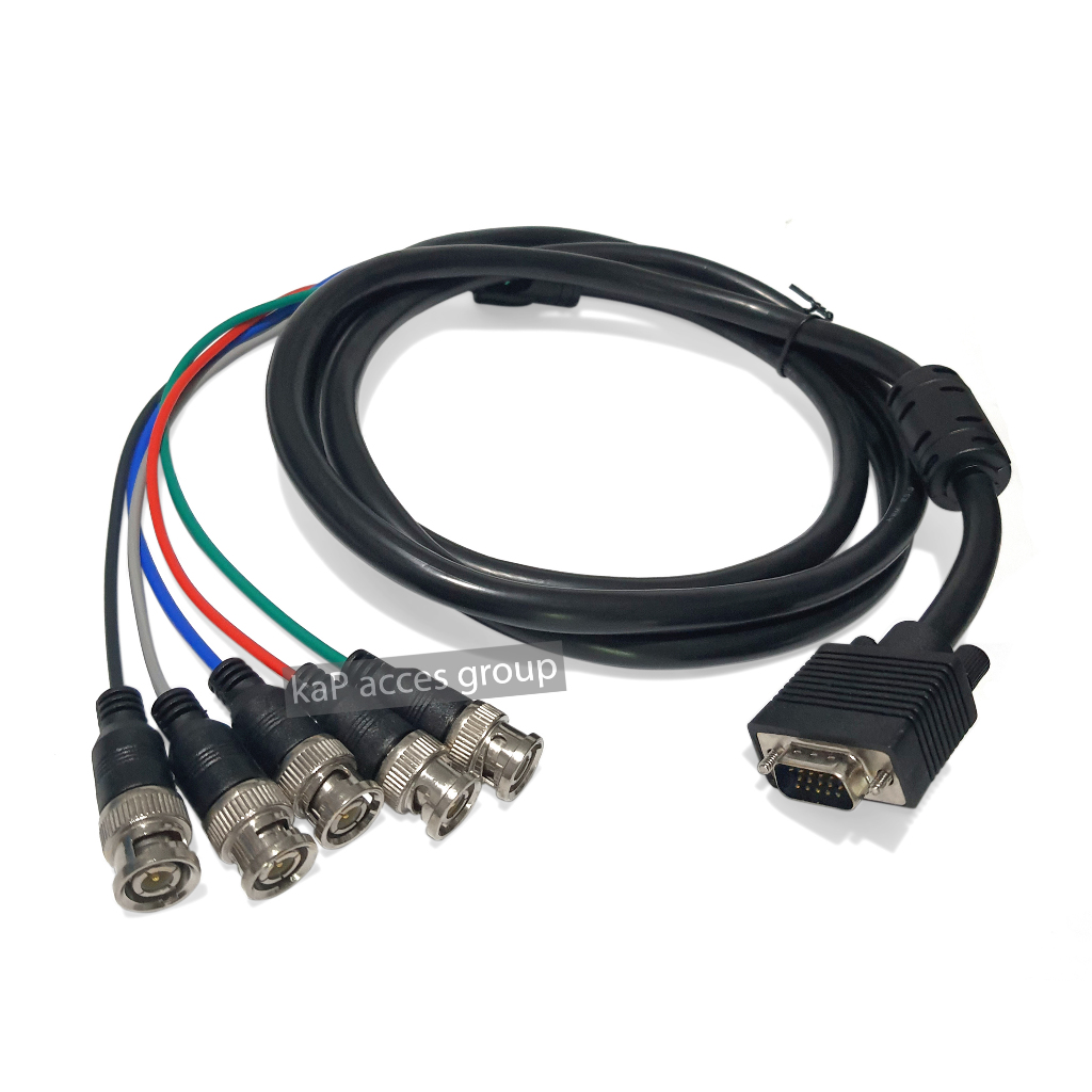 VGA 15 Pin / BNC 5 Connector Cable VGA HDB 15M (2M)