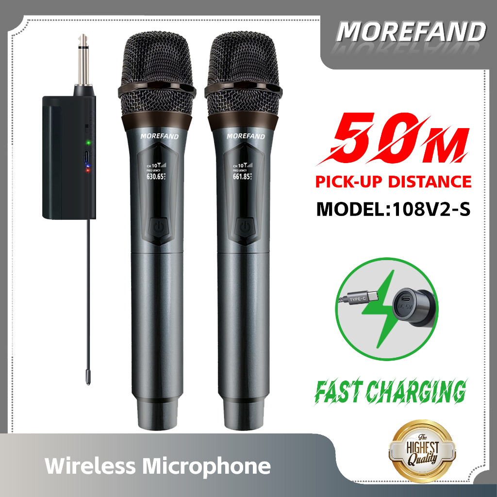 ไมโครโฟนไร้สาย ไมค์ลอย ชุดรับ-ส่งไมโครโฟนไร้สาย ไมค์คู่แบบมือถือ ไมค์ลอยแบบพกพา ไมค์ลอยเสียงดี