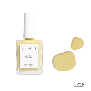 สีทาเล็บกึ่งเจล (ไม่อบ) U-DELI U-692 Vegan Nailpolish ไร้กลิ่นฉุน16ml Yellow Pastel Pigmetแน่น สีสวย