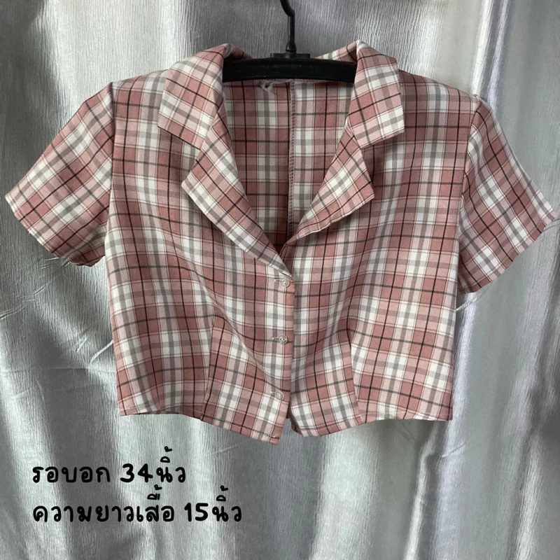 เสื้อครอปมือสอง แขนสั้น แขนยาว ลายดอก ลายสก็อต ซีทรู thumbnail 4