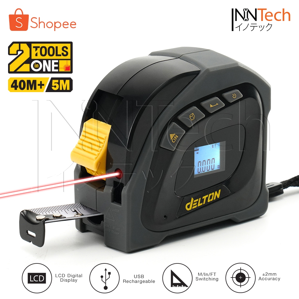 DELTON 2-IN-1 ตลับเมตรเลเซอร์ ตลับเมตรเลเซอร์ดิจิตอล ตลับเมตร 5 เมตร / เลเซอร์วัดระยะ 40 เมตร เลเซอร์ รุ่น LMP-540