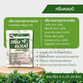 จุลธาตุ ธาตุอาหารรอง อาหารเสริม บำรุงพืช กรีนคอมบิ นิคสเปรย์ แคลเซียมโบรอน เชอร์วา แม็กซ์-ซิงค์