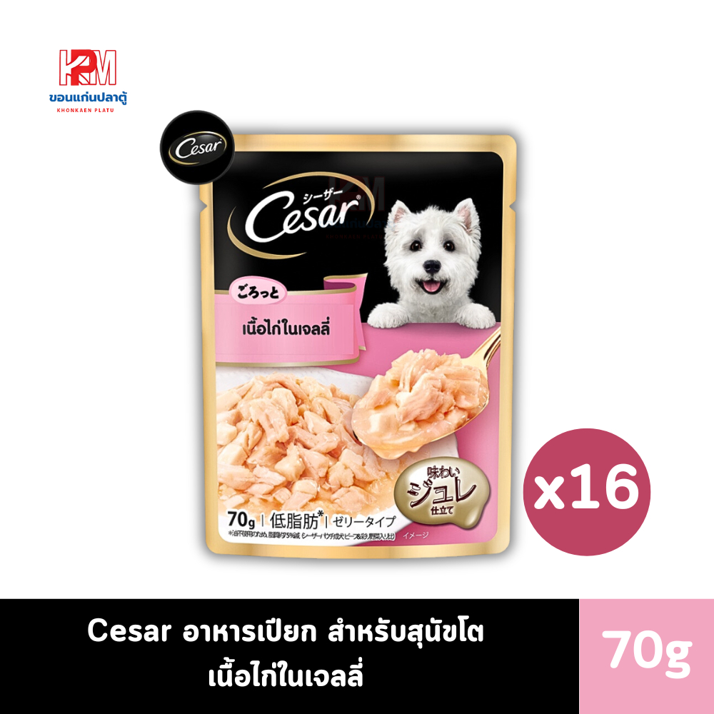 Cesar Pouch อาหารเปียก สำหรับสุนัข รสเนื้อไก่ในเจลลี่ ขนาด 70g.(x16 ซอง)