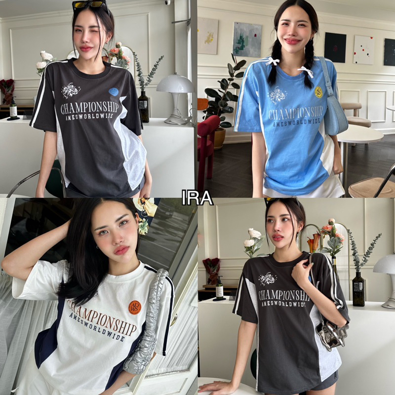 BY IRA CHAMPIONSHIP T-shirt 💫 เสื้อยืดแขนสั้น พิมพ์ลาย งานชนช็อป ลุคสปอร์ต น่ารักมากกก