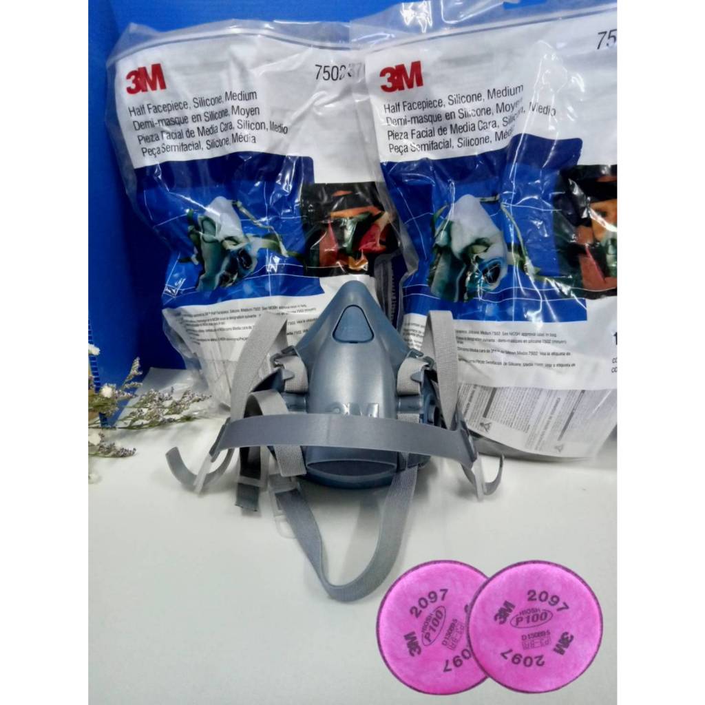 3M 7502 +2097 ชุดหน้ากากพร้อมไส้กรอง 2097 (P100)
