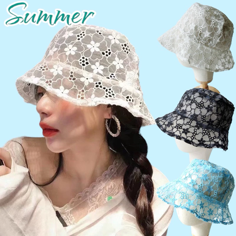 พร้อมส่ง!! หมวกฟลอปปี้Summer แต่งลูกไม้ Korean Style