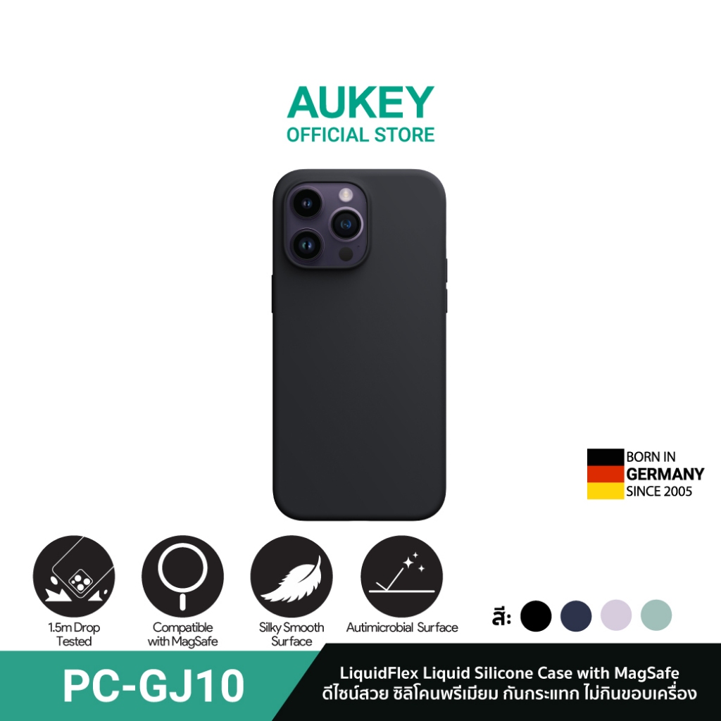 AUKEY PC-GJ10 เคสไอโฟน เคสไอโฟน 15 เคสซิลิโคนแม่เหล็ก MagSafe นุ่มกันกระแทก iPhone 15 Series