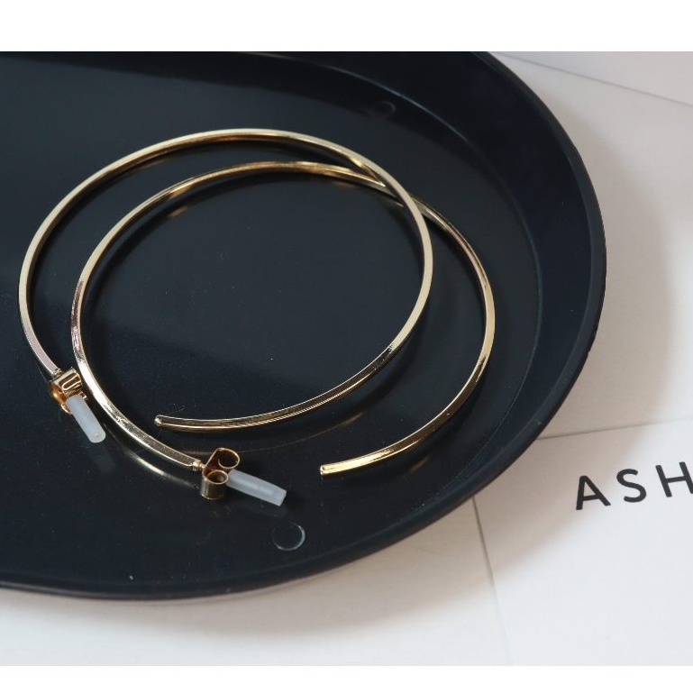 𝐴𝑆𝐻𝐼𝑅𝐴 (18k gold plated) thin hoop earrings ต่างหูห่วงใหญ่แบบบาง งานสแตนเลส