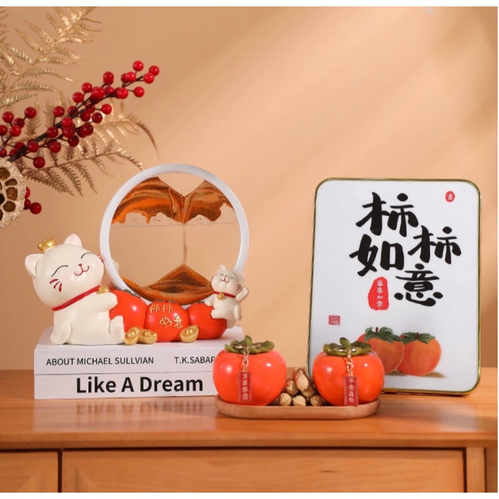 นาฬิกาทรายแมวนำโชค สีส้ม งานเรซิ่น ของขวัญ- พร้อมส่ง - รูปที่ 2