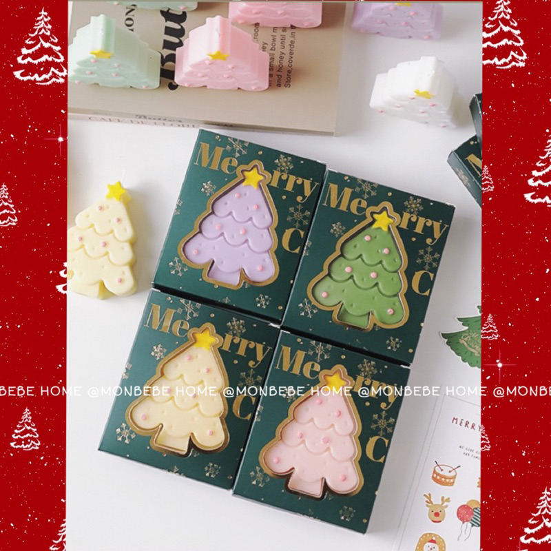 พร้อมส่งที่ไทย เทียนหอม เทียนคริสต์มาส บรรจุภัณฑ์กล่องของขวัญแบบใหม่ มี6กลิ่น