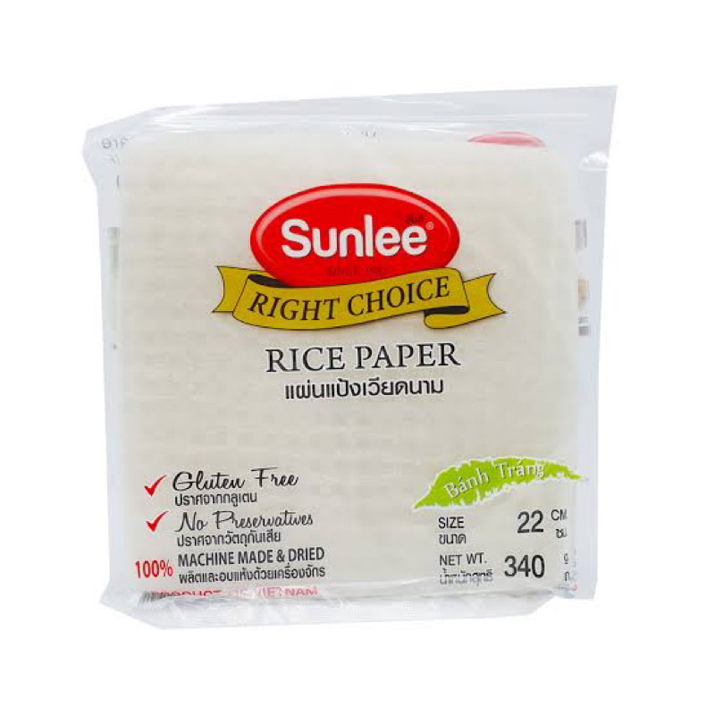 F/W Sunlee rice pepper ซันลี แผ่นแป้งเวียดนาม กลูเต้นฟรี gluten free 340กรัม ไม่มีสารกันเสีย