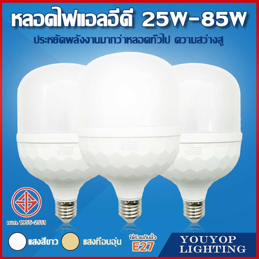 หลอดไฟLED หลอด LED Bulbซุปเปอร์สว่าง ประหยัดพลังงาน ไฟ 10W-65W ใช้ขั้วเกลียว E27 LED Bulb lights