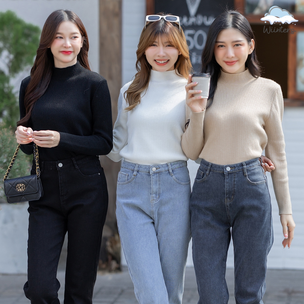 [ Bunny Peen Neck Sweater - E12 ] 5 สี I เสื้อแขนยาวบุขน เสื้อคอปีนบุขน ผ้านุ่มนิ่ม ใส่สบาย เอาอยู่ทุกลุค