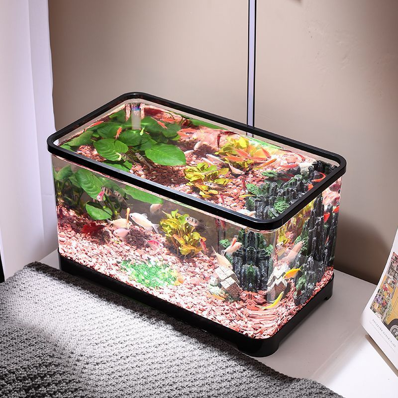 ตู้ปลาขนาดเล็ก ตู้ปลาพลาสติกใส ตู้ปลานาโน ขนาด39*21.5*22cm เหมาะสําหรับปลาเล็กปลาน้อยและกุ้ง ตกแต่งตู้ปลา