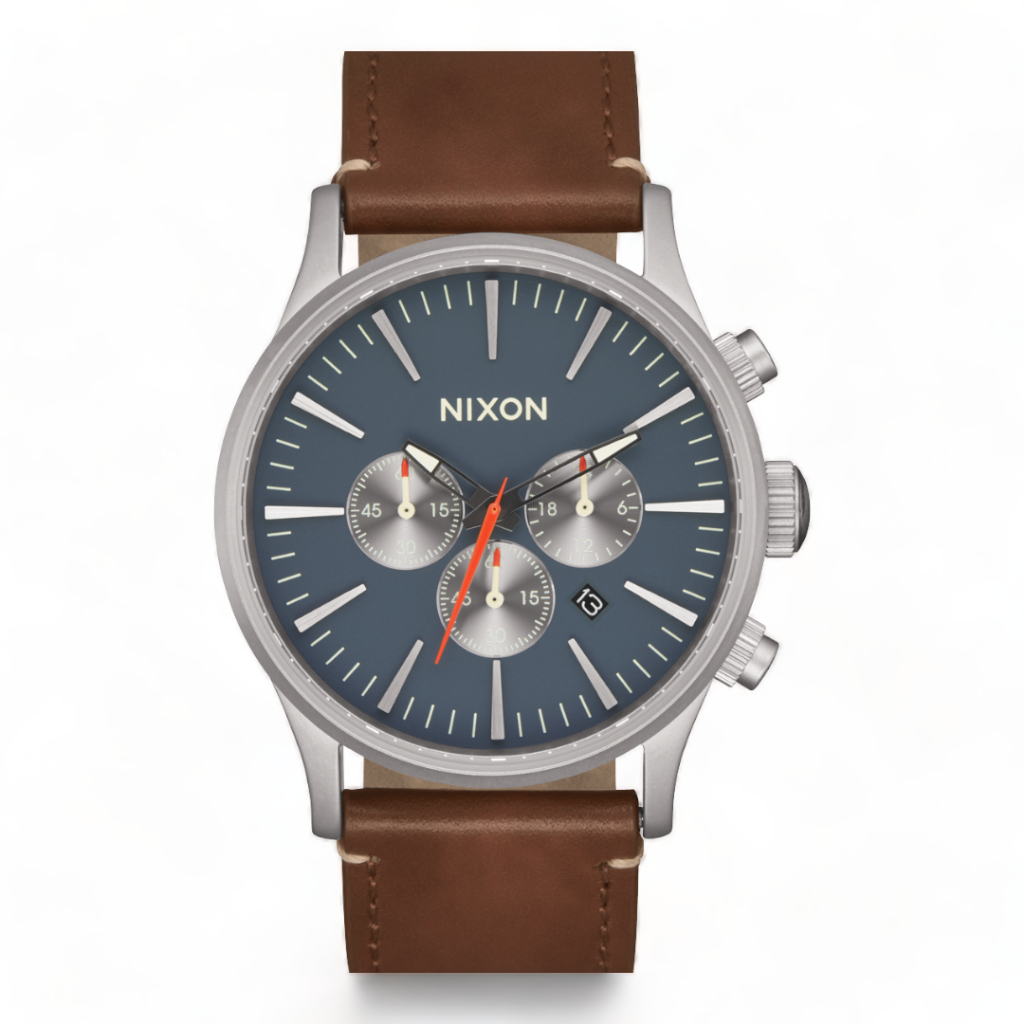 Nixon Sentry รุ่น NXA13915195-00 นาฬิกาข้อมือผู้ชาย สายหนัง สีน้ำตาล